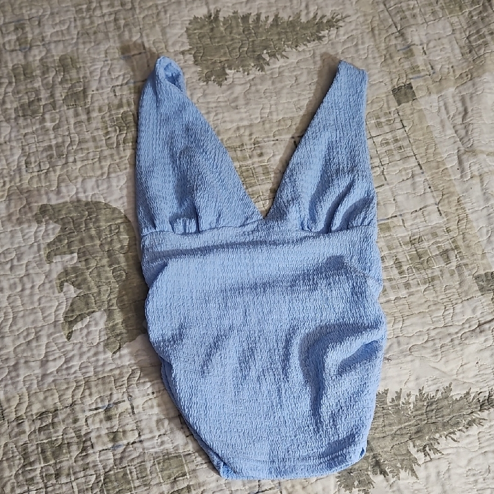 SHEIN Light Blue Textured Tank Top